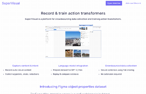 startuptile SuperVisual platform for crowdsourcing dataset and action transformers-