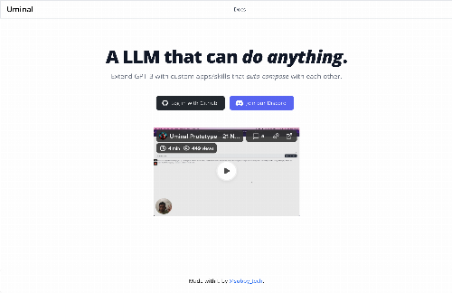 startuptile Uminal – Large language model anyone can extend with new apps/skills-