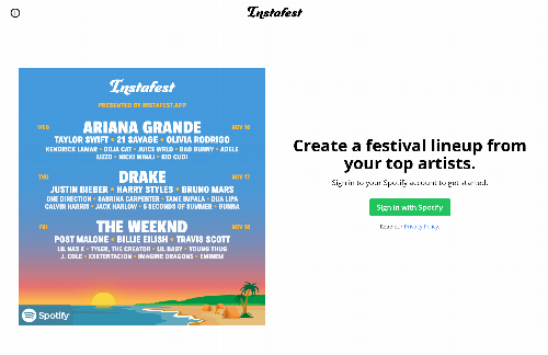 startuptile Create a festival lineup from your top artists-