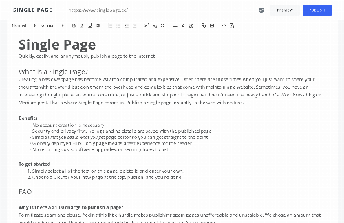 startuptile SinglePage – Quickly and anonymously publish a page to the web-