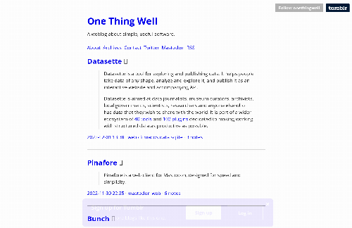 startuptile The One Thing Well blog has resumed posting after a ~3y sabbatical-