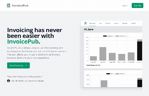 startuptile InvoicePub-InvoicePub is a simple easy-to-use time-tracking and invoicing 