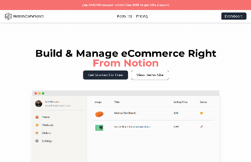 startuptile NotionCommerce-Build & Manage eCommerce Right From Notion