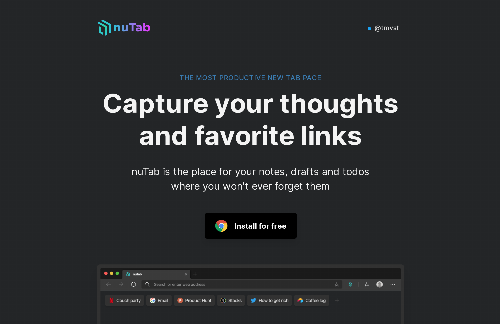 startuptile nuTab-Fast and private markdown notes with bookmarks on a new tab page