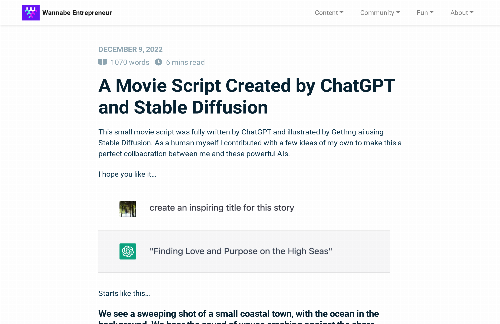 startuptile A Movie Script Created by ChatGPT and Stable Diffusion-