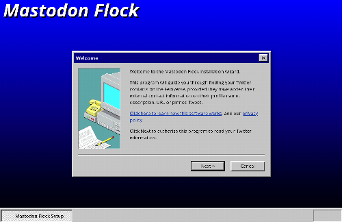 startuptile Mastodon Flock, yet another Twitter friend finder, with a Win95 twist-