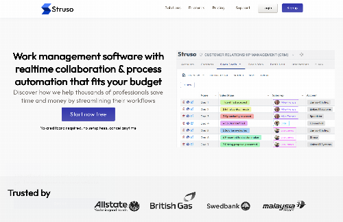 startuptile Struso-Work management software with realtime collaboration & process a