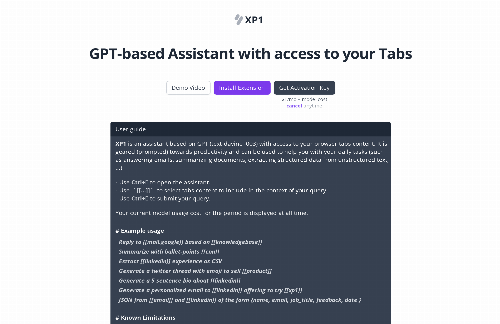 startuptile XP1 – A GPT-based Assistant with access to the browser Tabs-