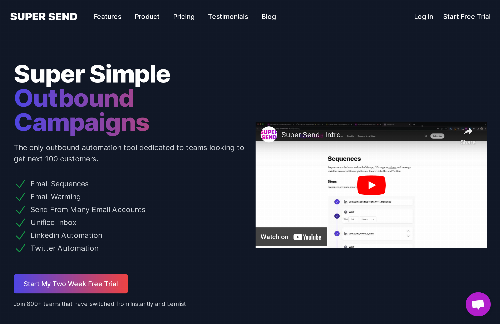 startuptile Super Send-Automated outbound across email linkedin and twitter