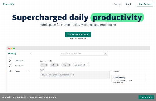 startuptile Focuslify-Workspace for Notes Tasks Meetings and Bookmarks