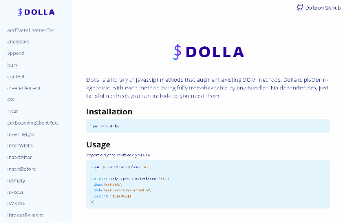 startuptile Dolla JavaScript (a library of methods for the DOM)-
