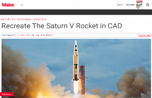 startuptile CAD model of the saturn V rocket on the 55th anniversary of Apollo 8-