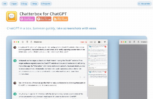 startuptile Chatterbox for ChatGPT-Native Mac app for ChatGPT with powerful screenshot tools