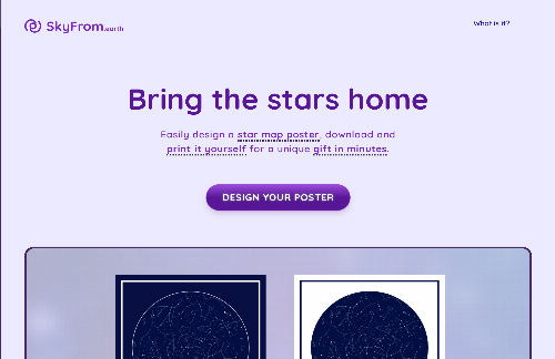 startuptile SkyFrom – Bring the stars home with custom star maps-