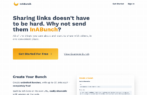 startuptile InABunch-The simplest way to create and share bunches of links