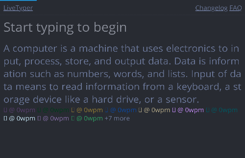startuptile LiveTyper, a simple typing speed tester-