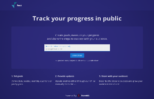 startuptile Feez: Track your progress in public-