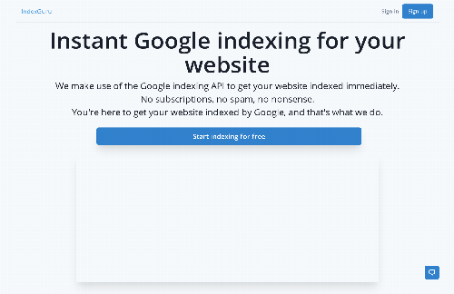 startuptile Instant indexing on Google-