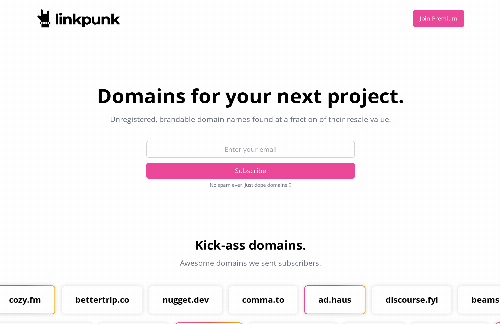 startuptile Linkpunk-Highly-brandable unregistered domains in your inbox.