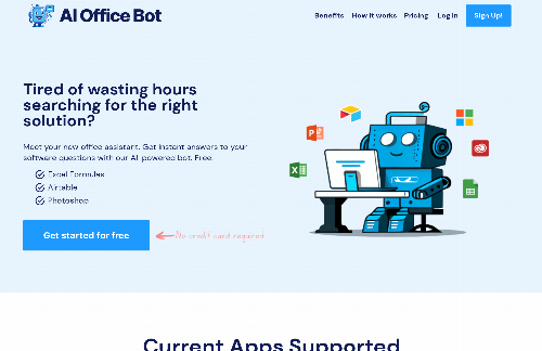 startuptile AI Office Bot-Answers to boring software ?s. Excel Airtable Photoshop