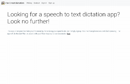 startuptile The Great Dictation-Online speech to text app