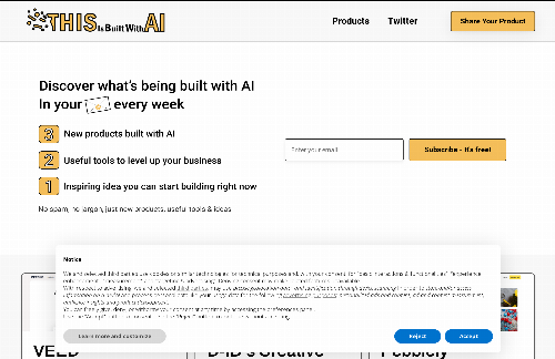 startuptile This Is Built With AI-AI product directory & newsletter showcasing useful tools