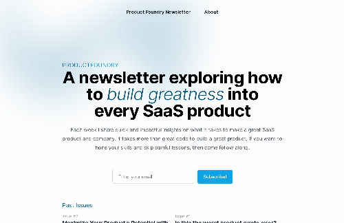 startuptile ProductFoundry-A newsletter exploring how to build greatness into every Saa