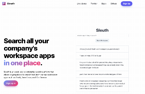 startuptile Sleuth, open source workspace search in natural language-