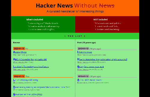 startuptile Hacker News Without News-