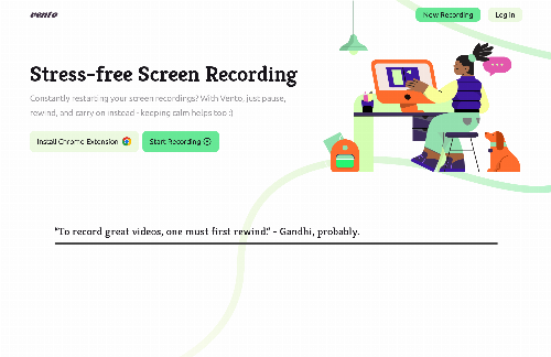 startuptile Vento, a screen recorder that lets you rewind and record over mistakes-