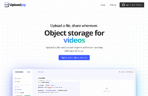 startuptile Uploadjoy-Object storage SaaS alternative to S3.