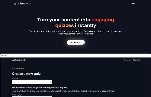 startuptile QuizGrowth-Turn your articles into quizzes instantly