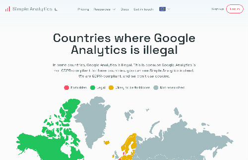 startuptile I built a map of countries where Google Analytics is illegal-