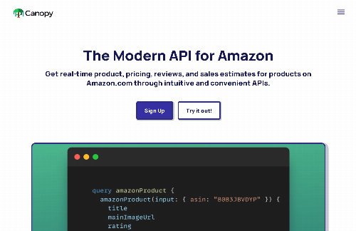 startuptile Canopy API-The missing GraphQL API for Amazon.com