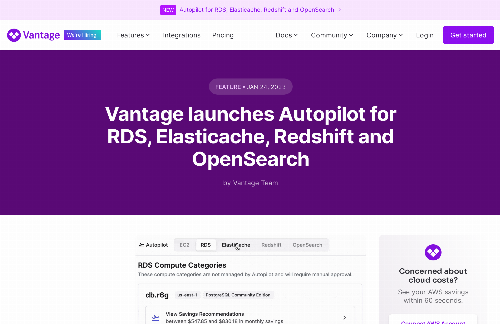 startuptile Save Money on RDS, Elasticache, Redshift with Vantage Autopilot-