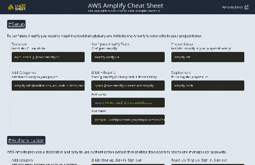 startuptile AWS Amplify Cheat Sheet-One-page guide to AWS Amplify: usage examples and more.