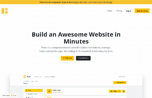 startuptile Pane-Component based website builder for makers startups & SaaS