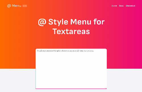 startuptile @ Menu-A JS plugin to add a searchable popup menu to a textarea