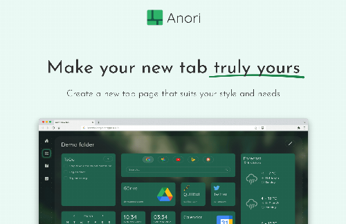 startuptile Anori – Compose your own new tab page from widgets-