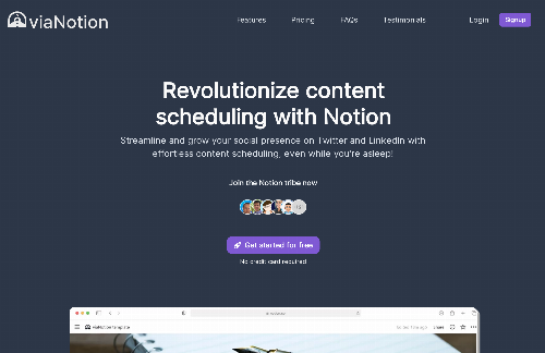 startuptile viaNotion-Manage and Schedule content via Notion seamlessly