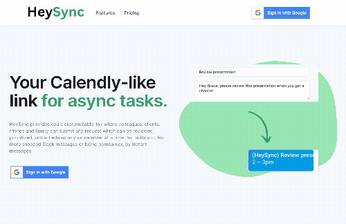 startuptile HeySync-Your Calendly-like link for async tasks