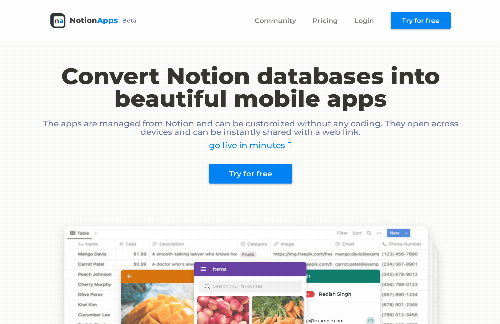 startuptile NotionApps-Convert Notion databases into beautiful apps in minutes