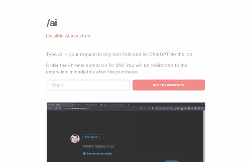 startuptile Access ChatGPT within text boxes on any website by typing /AI-