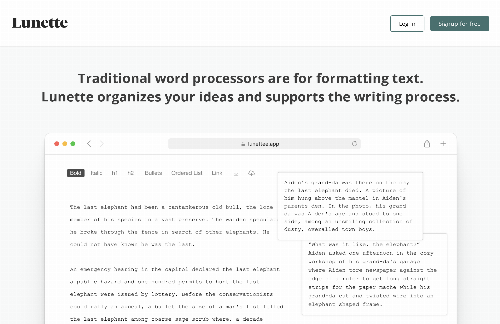 startuptile Lunette – A word processor designed around writing, not formatting-