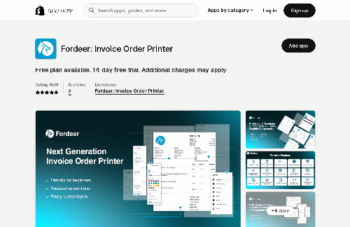 startuptile Fordeer Invoice Order Printer-Print order Receipts Refund Packing slip Invoice Generat