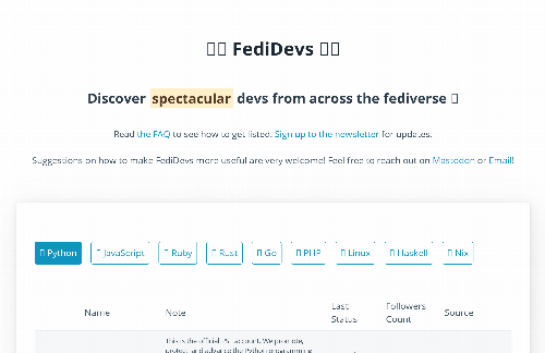 startuptile FediDevs-Discover awesome devs from across the fediverse ????