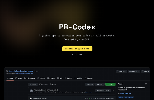 startuptile PR-Codex, a GitHub app to summarize PR code diffs with ChatGPT-