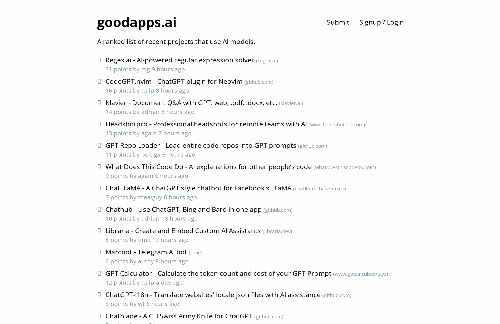 startuptile Goodapps.ai – An aggregator for recent projects that use AI-