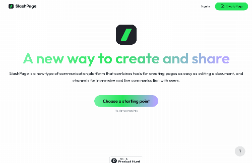 startuptile SlashPage-Super easy to create lightweight pages and channels