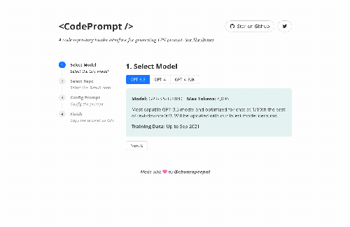startuptile CodePrompt – a UI for loading code repos into GPT prompts-